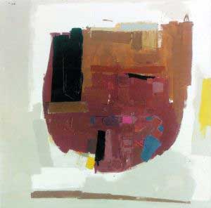 闫振铎《窑洞》　　这张创作于1999年的抽象作品参加过包括第三届中国北京国际美术双年展在内的多次展览。闫振铎从上世纪80年代后期就开始酝酿并处于“抽象-表现”风格, 对大的块面和大的色彩关系非常敏感，研究的目标是如何在整体和谐的色调中保留鲜活的色彩印象而不失之于单调，堪称色彩表现力和形式构成方面的典范。