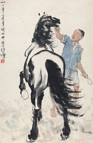 徐悲鸿 1943年作《驯马图》立轴 1173万元 2013年中国嘉德秋拍 徐悲鸿 1943年作《驯马图》立轴 1173万元 2013年中国嘉德秋拍