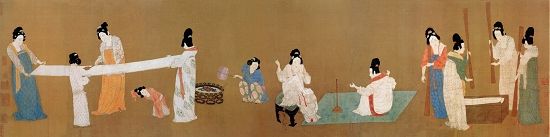北宋赵佶(传)摹张萱《捣练图》(局部)