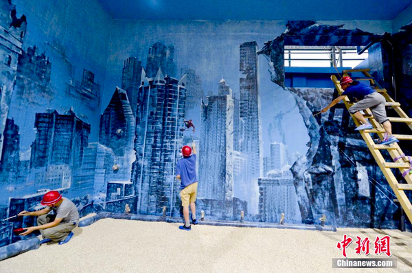 全国最大水下立体画亮相北京海洋馆鲨鱼新家2