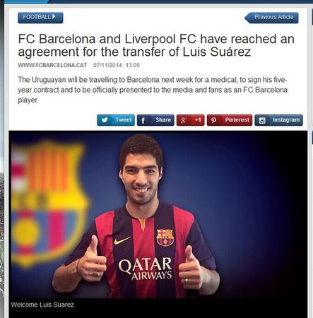 巴萨官网截图。