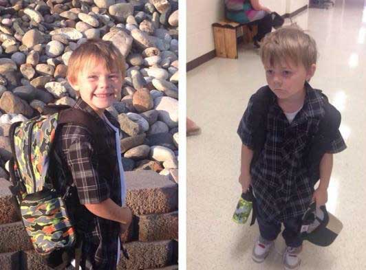 小男孩上学前后对比图 小男孩上学前后对比图