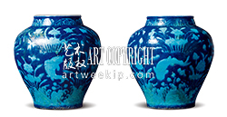 成化青金蓝地孔雀绿釉刻花鱼藻纹大罐4,480,000RMB 北京诚轩 成化青金蓝地孔雀绿釉刻花鱼藻纹大罐4,480,000RMB 北京诚轩