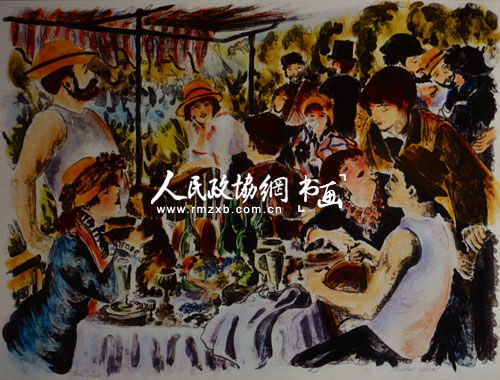 亚历山大·雷诺阿   游艇上的午餐   130cmx175.5cm  版画  家族签名 亚历山大·雷诺阿   游艇上的午餐   130cmx175.5cm  版画  家族签名