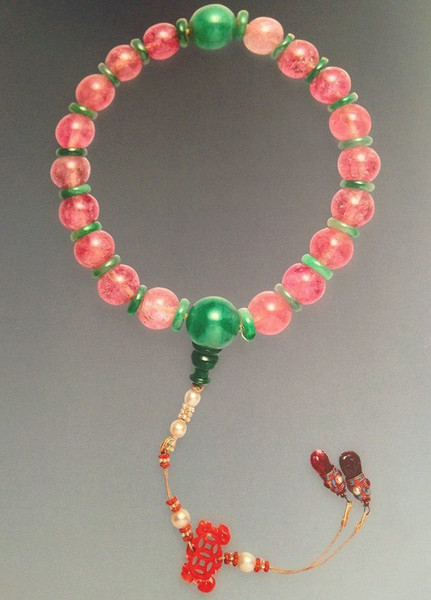 碧玺带珠翠饰十八子手串