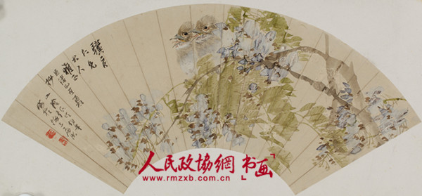 任伯年 《花鸟扇面》18 X 52 cm_副本 任伯年 《花鸟扇面》18 X 52 cm_副本