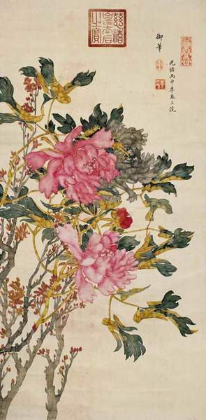 慈禧《牡丹富贵图》，作于1896年