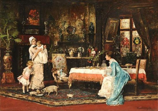 蒙卡奇作品《沙龙中的两对家庭》 蒙卡奇作品《沙龙中的两对家庭》