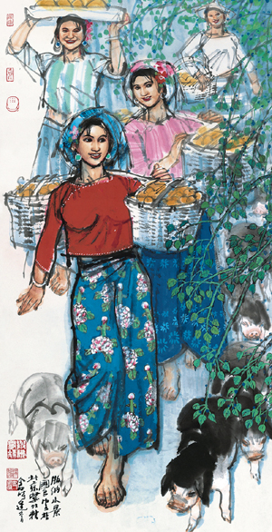 史国良《版纳小景》134.5×67cm 史国良《版纳小景》134.5×67cm