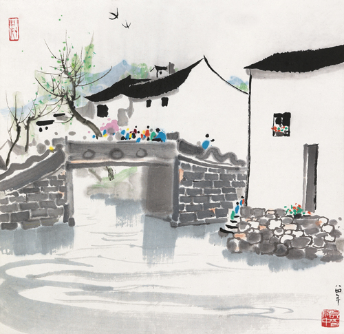 吴冠中《山村小景》45×48cm 吴冠中《山村小景》45×48cm