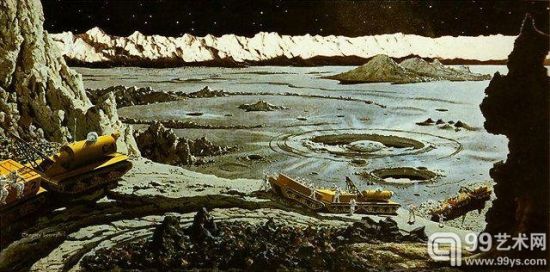 切斯利·博尼斯戴尔(Chesley Bonestell)为Collier’s杂志创作的插画 切斯利·博尼斯戴尔(Chesley Bonestell)为Collier’s杂志创作的插画