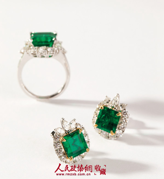 现代设计师制作的祖母绿戒指。_副本