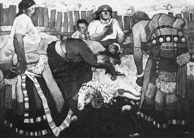 周春芽作品《剪羊毛》成交价3047.5万元 周春芽作品《剪羊毛》成交价3047.5万元