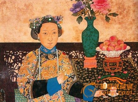 　　慈禧身旁堆放如山的闻果