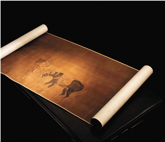 宋人摹郭忠恕四猎骑图 手卷 绢本 39.5×192cm 宋人摹郭忠恕四猎骑图 手卷 绢本 39.5×192cm