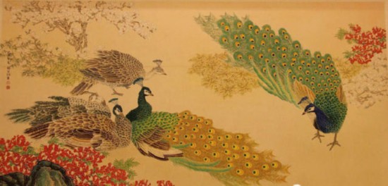 孔雀凤凰花木图 孔雀凤凰花木图