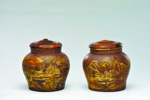 紫砂五彩描金茶叶罐 紫砂五彩描金茶叶罐