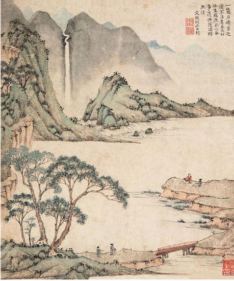 文徵明《携琴访友图》。明代士人的艺术是非常日?；? data-link=