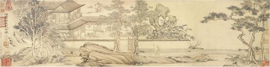 项元汴《梵林图卷》。项元汴是明朝最为重要的收藏家。