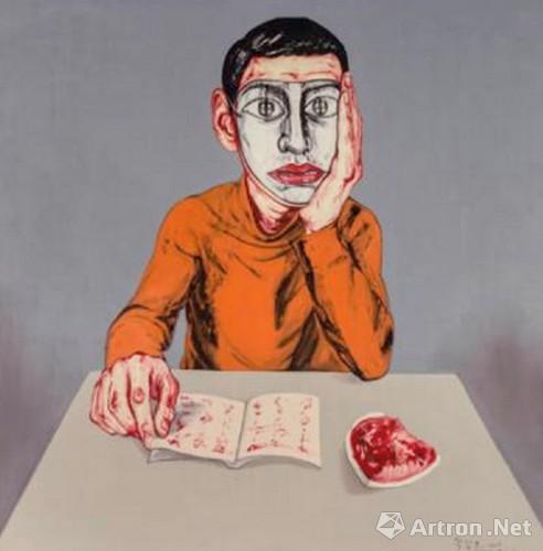 曾梵志 《面具系列 2001 No.5》 油彩   曾梵志 《面具系列 2001 No.5》 油彩