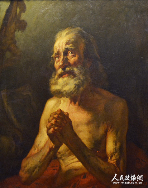 废墟上的约伯  米勒  布面油画_副本