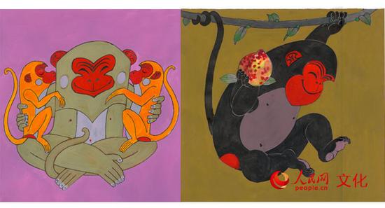 黄永玉先生设计的2016年丙申年（猴）票的手稿。