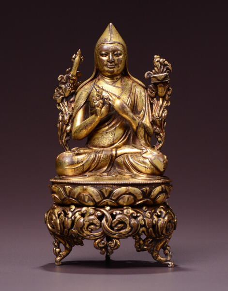 16世纪 宗喀巴 后藏 红铜鎏金 16世纪 宗喀巴 后藏 红铜鎏金