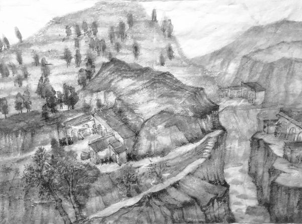 马圣超“陕北佳县写生68cmx59cm水墨纸本2015” 马圣超“陕北佳县写生68cmx59cm水墨纸本2015”