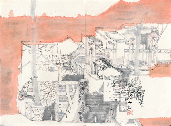 张大箴‘’止于楼戏 57cm×43cm 纸本水墨 2015‘’ 张大箴‘’止于楼戏 57cm×43cm 纸本水墨 2015‘’