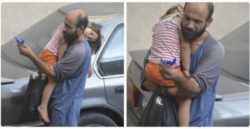 叙利亚父亲街头卖笔照走红网络。