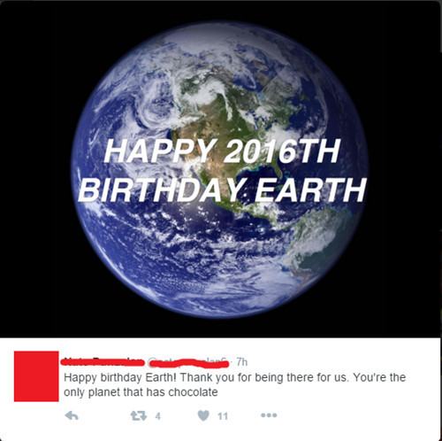 新年快乐:美国网友竟认为地球只有2016岁2 新年快乐:美国网友竟认为地球只有2016岁2