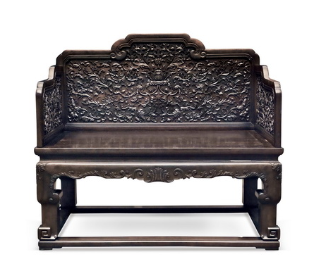 清乾隆 紫檀雕西番莲“庆寿”纹宝座 清乾隆 紫檀雕西番莲“庆寿”纹宝座