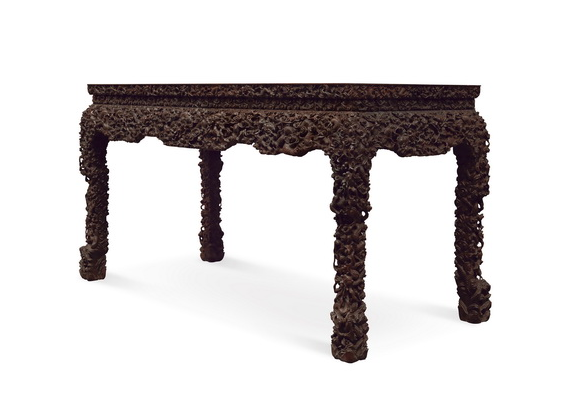 清乾隆 紫檀龙纹御案 清乾隆 紫檀龙纹御案