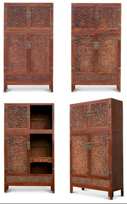 清乾隆 黄花梨云龙纹大四件柜 清乾隆 黄花梨云龙纹大四件柜
