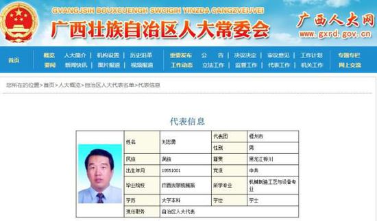 广西政协副主席刘志勇罢免人大代表职务