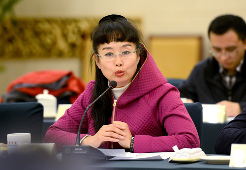 006A全国政协京昆室成立30年座谈会现场全国政协委员、京昆室委员孙萍委员发言