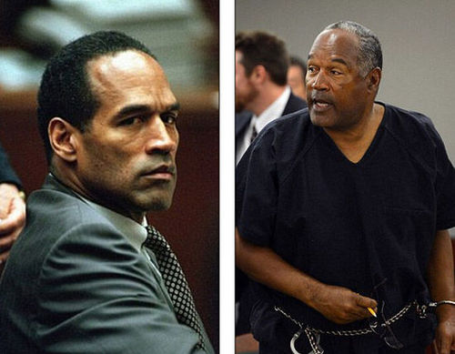 左图是辛普森2008年受审时场景，右图则是其2007年被控攻击和抢劫时场景。网页截图