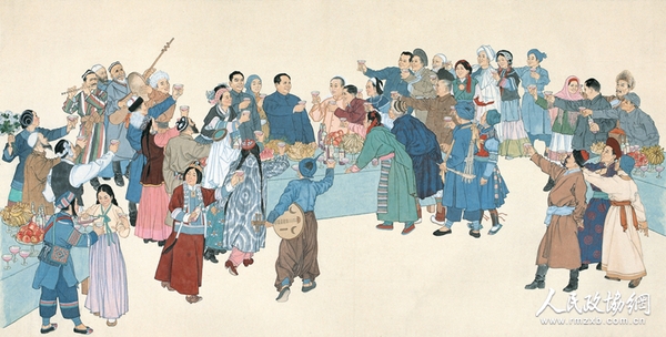 民族大团结 叶浅予 国画 123x183.4cm 1953年 中国美术馆藏_副本 民族大团结 叶浅予 国画 123x183.4cm 1953年 中国美术馆藏_副本