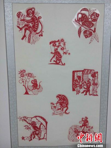 齐秀花新作《百猴迎春》?！∩臣?摄