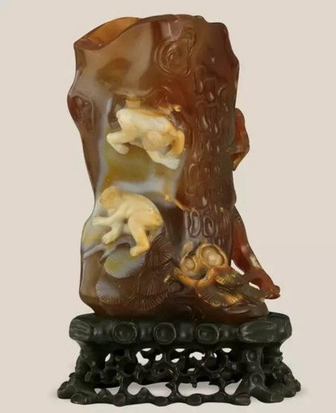 玛瑙松猴花插 玛瑙松猴花插