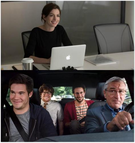 　　图4：看[实习生]里安妮·海瑟薇成为了女boss，囊括了各个年龄层的四个男人为她卖命，这难道不是女王的真实写照吗