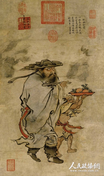 《岁朝佳兆图》轴，明，朱见深绘，绢本，设色，纵59.7cm，横35.5cm_副本