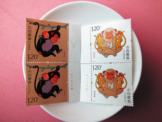 2016年1月15日，湖北宜昌，市民珍藏的丙申年猴票。CFP供图