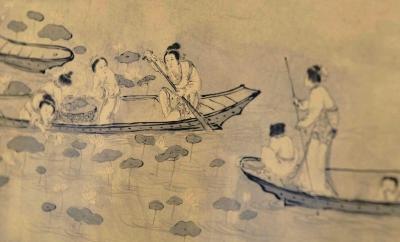 朱邦、陈淳《采莲图》局部。