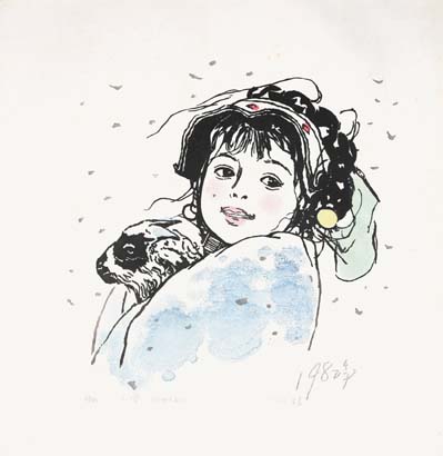 小雪 40×40 水印木刻 1982 小雪 40×40 水印木刻 1982