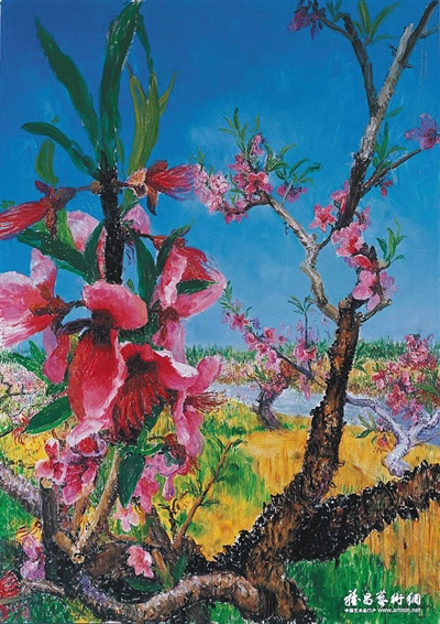 周春芽2010年作品《桃花浅深处》。