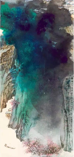 张大千 《桃源图》 1982年 泼墨泼彩纸本，209×92.2cm