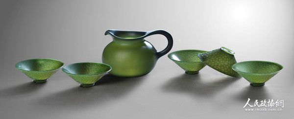 蒋喜作品  青玉薄胎茶具 蒋喜作品  青玉薄胎茶具