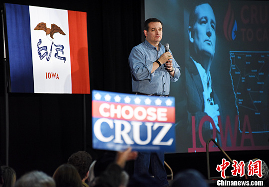 当地时间1月31日晚，美国总统大选共和党竞选人、得克萨斯州联邦参议员克鲁兹在艾奥瓦州得梅因举行盛大竞选造势活动。<a target='_blank' href='http://www.chinanews.com/'>中新社</a>记者 张蔚然 摄