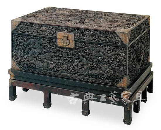 图2 紫檀雕云龙纹箱(故宫博物院藏)